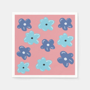 Blå blomsterblommor pappersservett