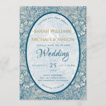 Blå blomsterbröllop Sammetstaggs William Morris