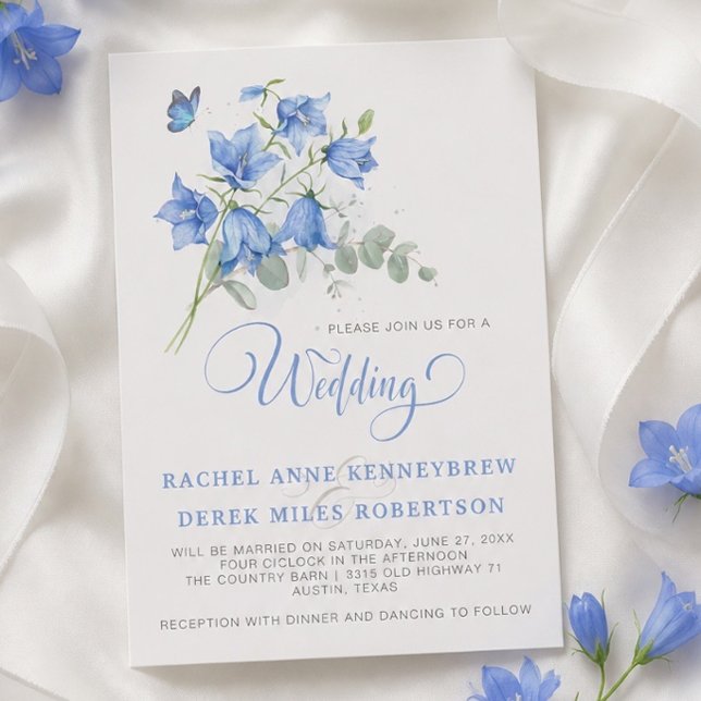 Blå Blomsterbrudslagsinbjudan Inbjudningar (Skapare uppladdad)