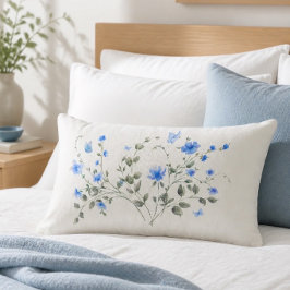 Blå blomsterbukett och fjäril akvarell lumbarkudde