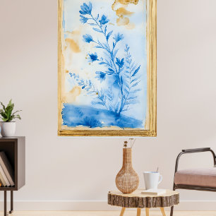 Blå blomsterkomposition. Typ: Inramad dekorativ Poster