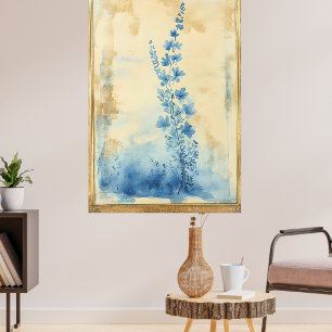 Blå blomsterkomposition. Typ: Inramad dekorativ Poster