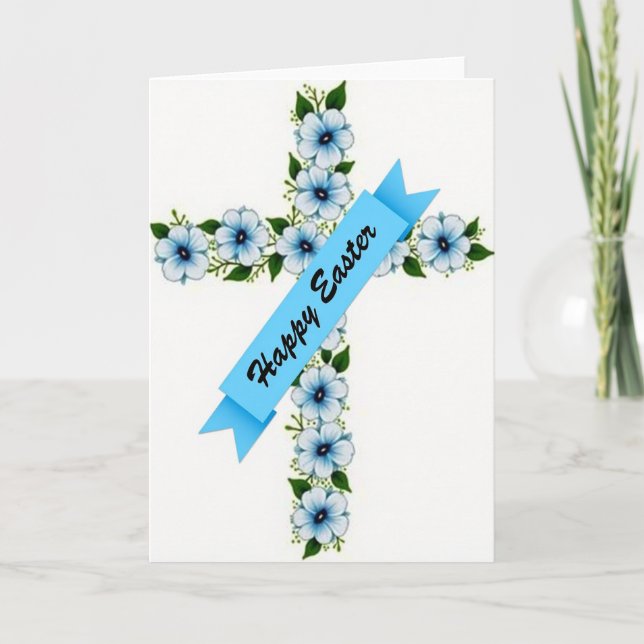 Blå Blomsterkors Säsongskort Kort (Framsida)