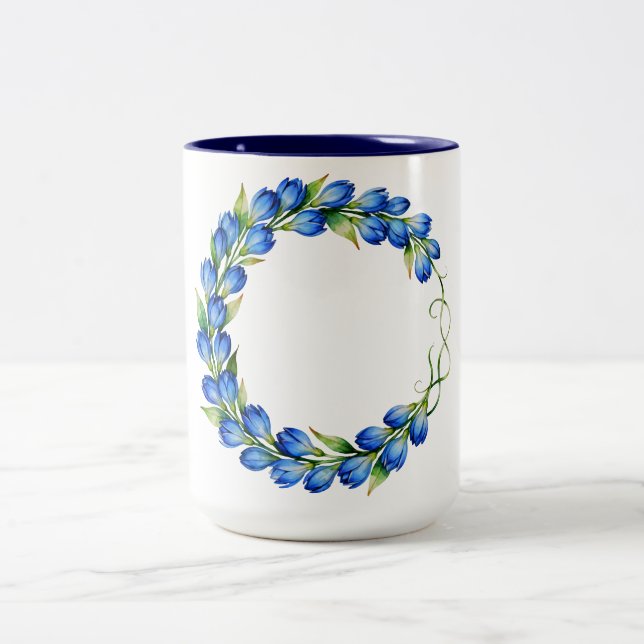 Blå blomsterkrans kaffemugg (Center)