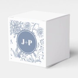 Blå blomstermonogram med vinranka bröllop presentaskar