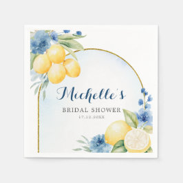 Blå blomstermönstrad Citron Main Squeeze Bröllopsd Pappersservett