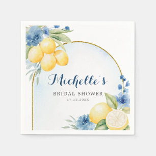 Blå blomstermönstrad Citron Main Squeeze Bröllopsd Pappersservett