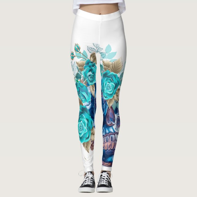 BLÅ BLOMSTILLA REKVIEM LEGGINGS (Framsida)