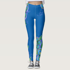 Blå blomstrande baljväxter leggings