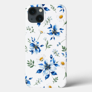 Blå blomtelefonfodral .