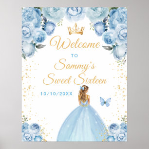 Blå Blond Hår Prinsessa Sweet Sixteen Välkommen Poster