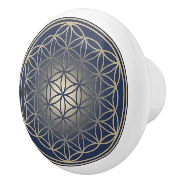 Blå/Blume des Lebens - Button VIII Knopp (Höger)
