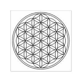 Blå/Blume des Lebens - fast svart Självfärgande Stämpel