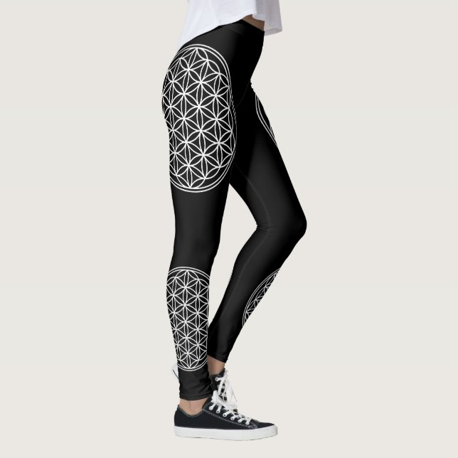 Blå/Blume des Lebens - fast vitt Leggings (Höger)