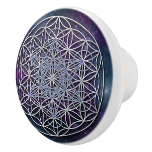 Blå/Blume des Lebens - Metatron Cube Knopp