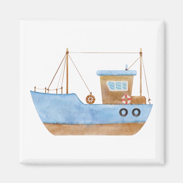 Blå Boat-magnet Magnet (Framsidan)