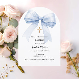 Blå bock Baptism-båge Inbjudningar