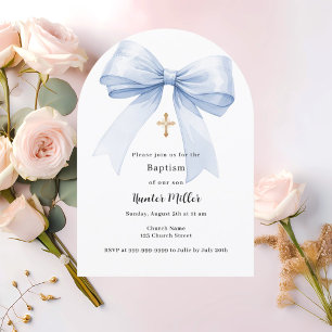 Blå bock Baptism-båge Inbjudningar