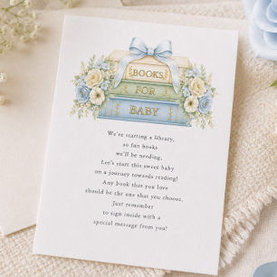 Blå böcker för baby shower infogning kort