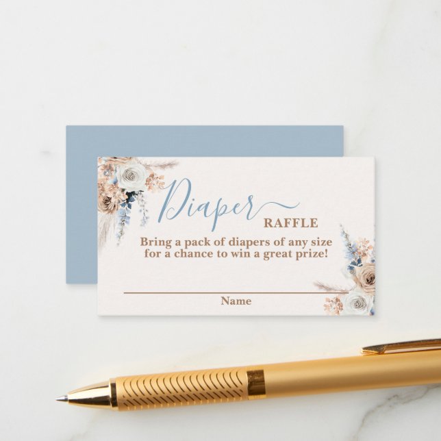 Blå boho Baby Baby Shower Boy Raffle Card Tilläggskort (Fram/Back In Situ)