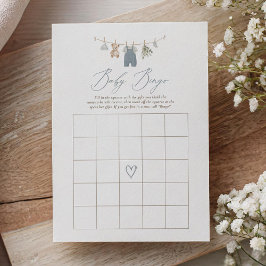 Blå Boho Babykläder Baby Shower Bingo Inbjudningar