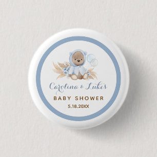 Blå boho Bear Baby Shower Party favors-knapp Knapp