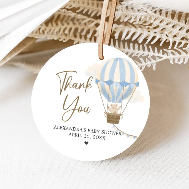 Blå Boho Björn Bebis-fest Gåvor Etiketter (Oh Baby Bear Baby Shower Favor Tags)
