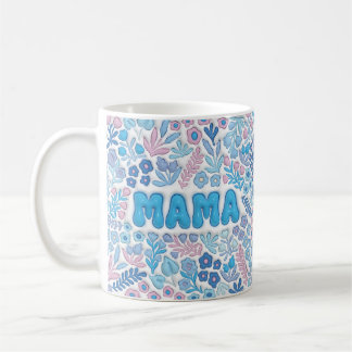 Blå Boho Blommönster Mors Dag Kaffemugg