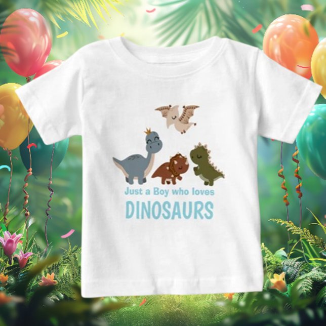 Blå Boho Dinosaurie T Shirt (Dress your little one in style with our Blue Boho Dinosaur Baby T-Shirt! )