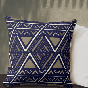 Blå Boho Mudcloth Inspired Decorative Kudde