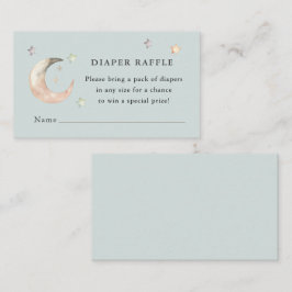 Blå Boho Över månen Baby Shower Blöjlotteri Tilläggskort