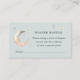 Blå Boho Över månen Baby Shower Blöjlotteri Tilläggskort