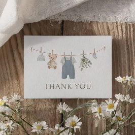 Blå Boho Pojke Babykläder Baby Shower Tack Kort