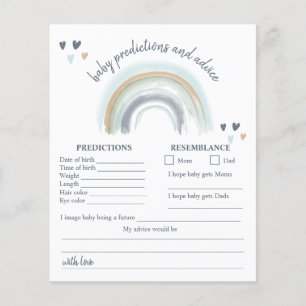 Blå Boho Regnbåge Baby Shower Gissningslek