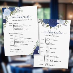 Blå Boho Rosor Bröllopshändelser & Tidslinje Program
