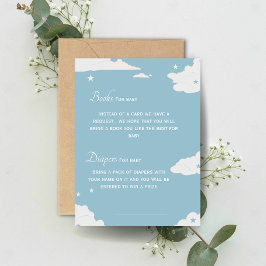 Blå bok och blöjor för pojke-babydusch inbjudningar