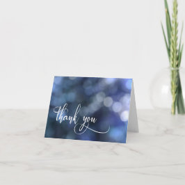 Blå Bokeh Ljus/Typografi 32 Bröllop Tack Kort