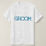 Blå bokstav "Groom" | BRÖLLOPSFEST T-shirt<br><div class="desc">Brudens sida formgivning</div>