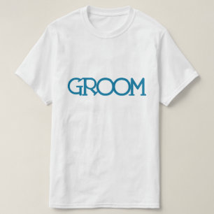 Blå bokstav "Groom"   BRÖLLOPSFEST T-shirt