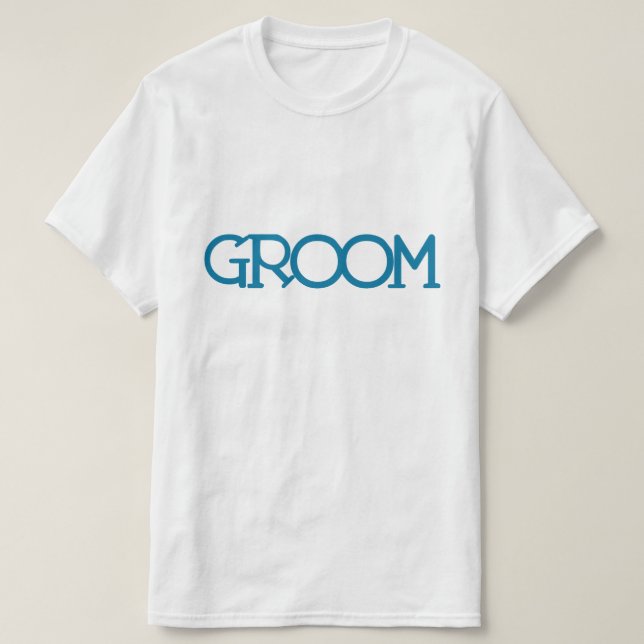 Blå bokstav "Groom" | BRÖLLOPSFEST Tröja (Design framsida)