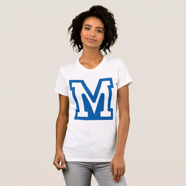 Blå Bokstav M Dam T-Shirt (Hel framsida)