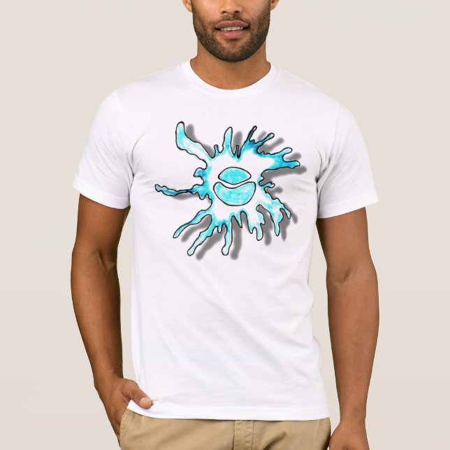 Blå Boll Vatten Stänk Tee Shirt (Framsida)