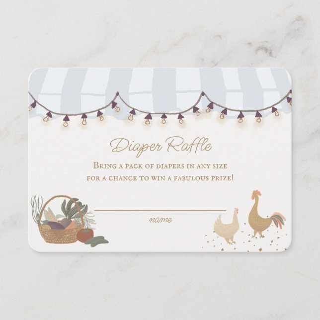 Blå bondgårdsuppfödning Diaper Raffle Insert Tilläggskort (Framsida)