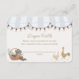 Blå bondgårdsuppfödning Diaper Raffle Insert Tilläggskort