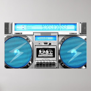 Blå boombox poster