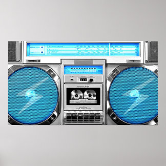 Blå boombox poster