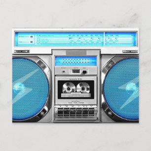 Blå boombox vykort
