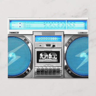 Blå boombox vykort