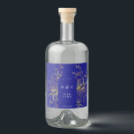 Blå botanicals Guld Eucalyptus Gin Arch Spritflaskor Etikett<br><div class="desc">Eucalyptus Gin Arch Liquor Flaska etikett för havskräfta från Guld</div>