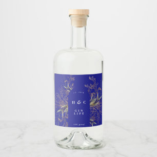 Blå botanicals Guld Eucalyptus Gin Arch Spritflaskor Etikett